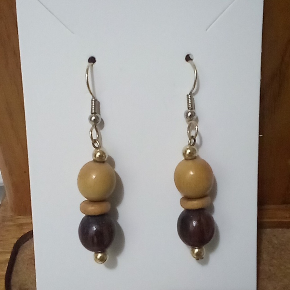 Handmade Wooden Bead Earrings